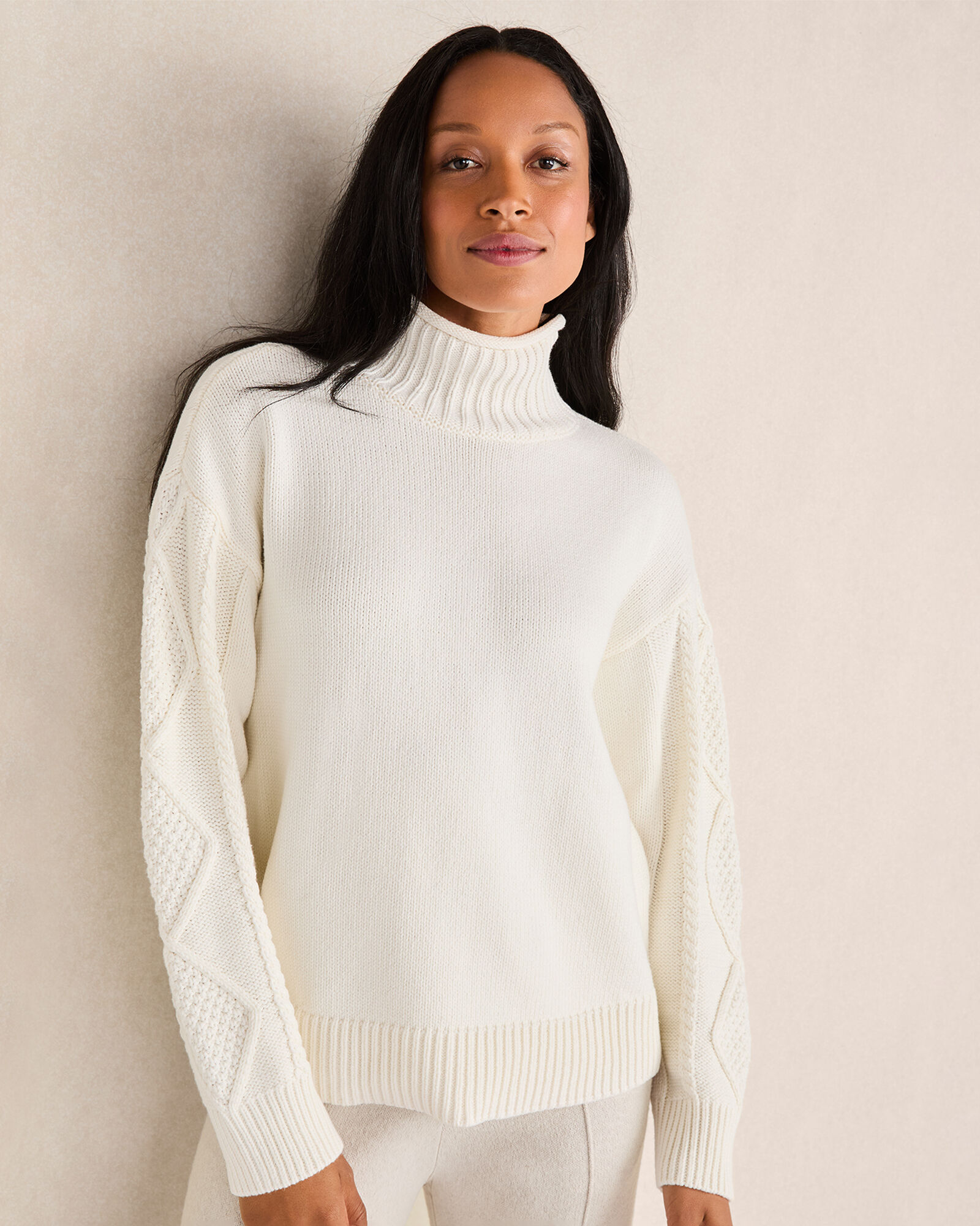 24AW ADVENTURER ROLL NECK SWEATER サイズ1 24AW ADVENTURER ROLL NECK SWEATER サイズ1 Cotton Cable-Sleeve