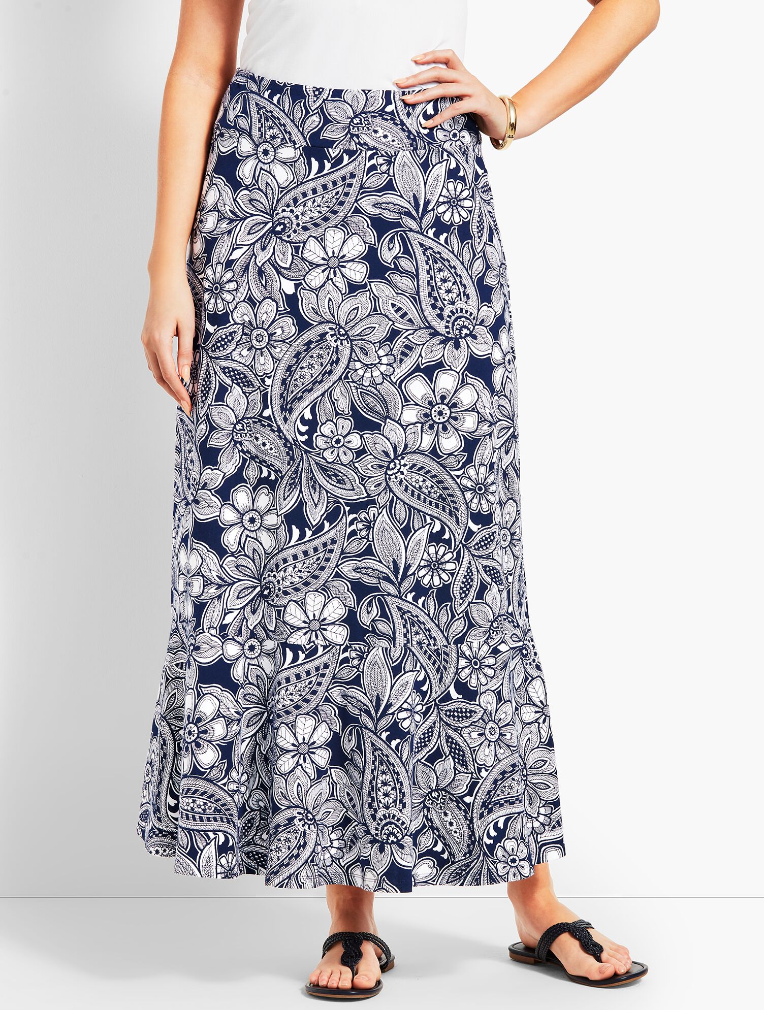 Etched Paisley Jersey Maxi Skirt Talbots