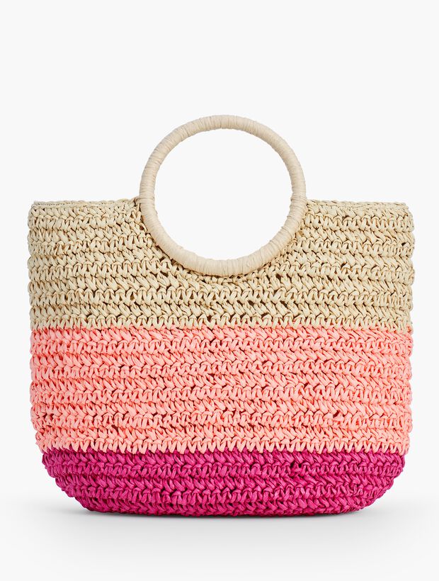 Crochet Straw Circle-Handled Tote