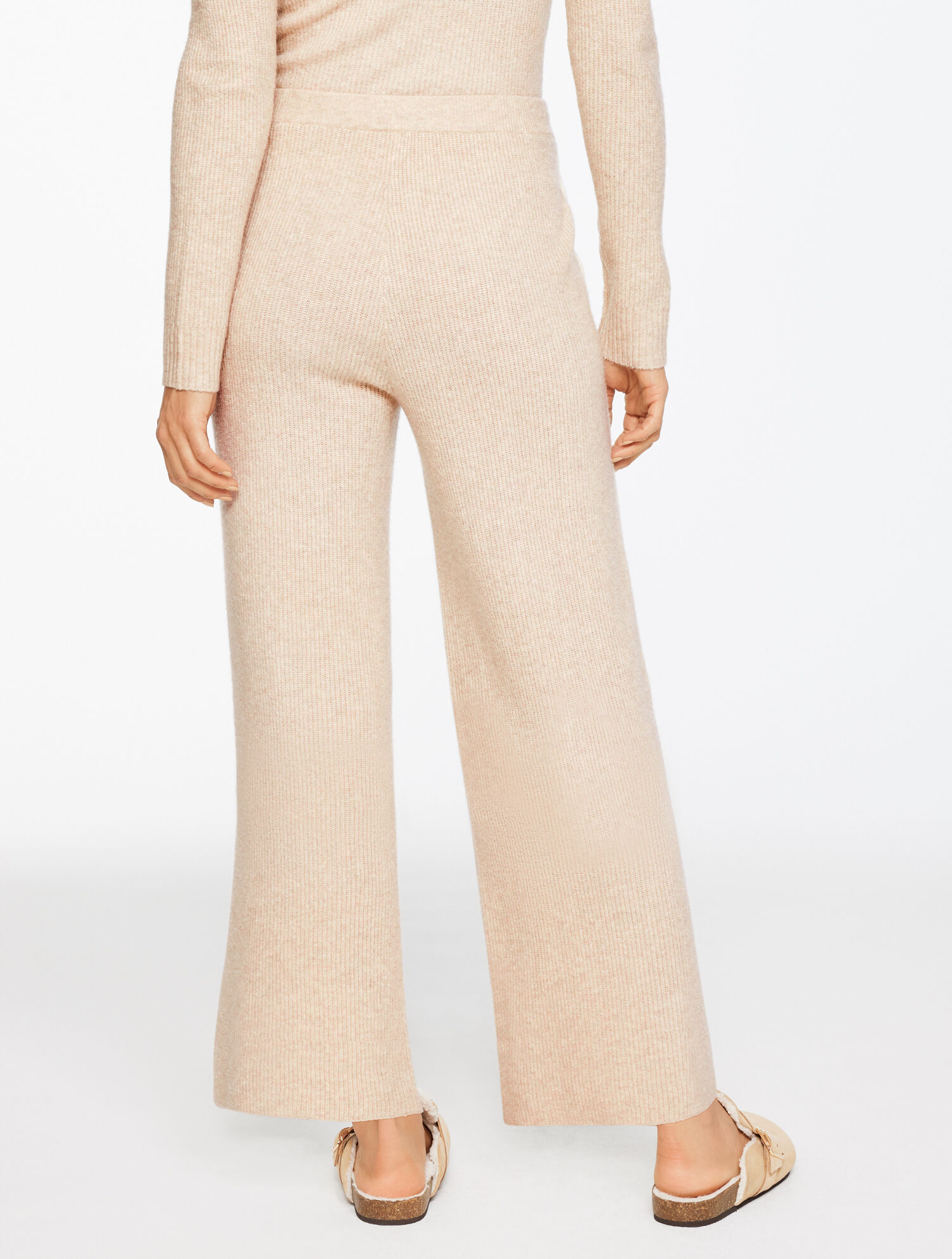 Wide Leg Sweater Pants - Tipped