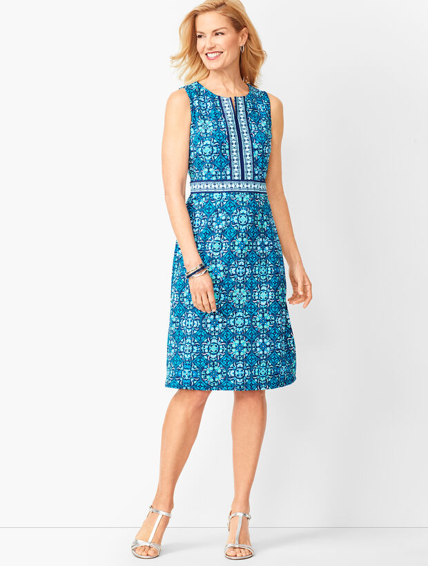 Tile Print Jersey Dress