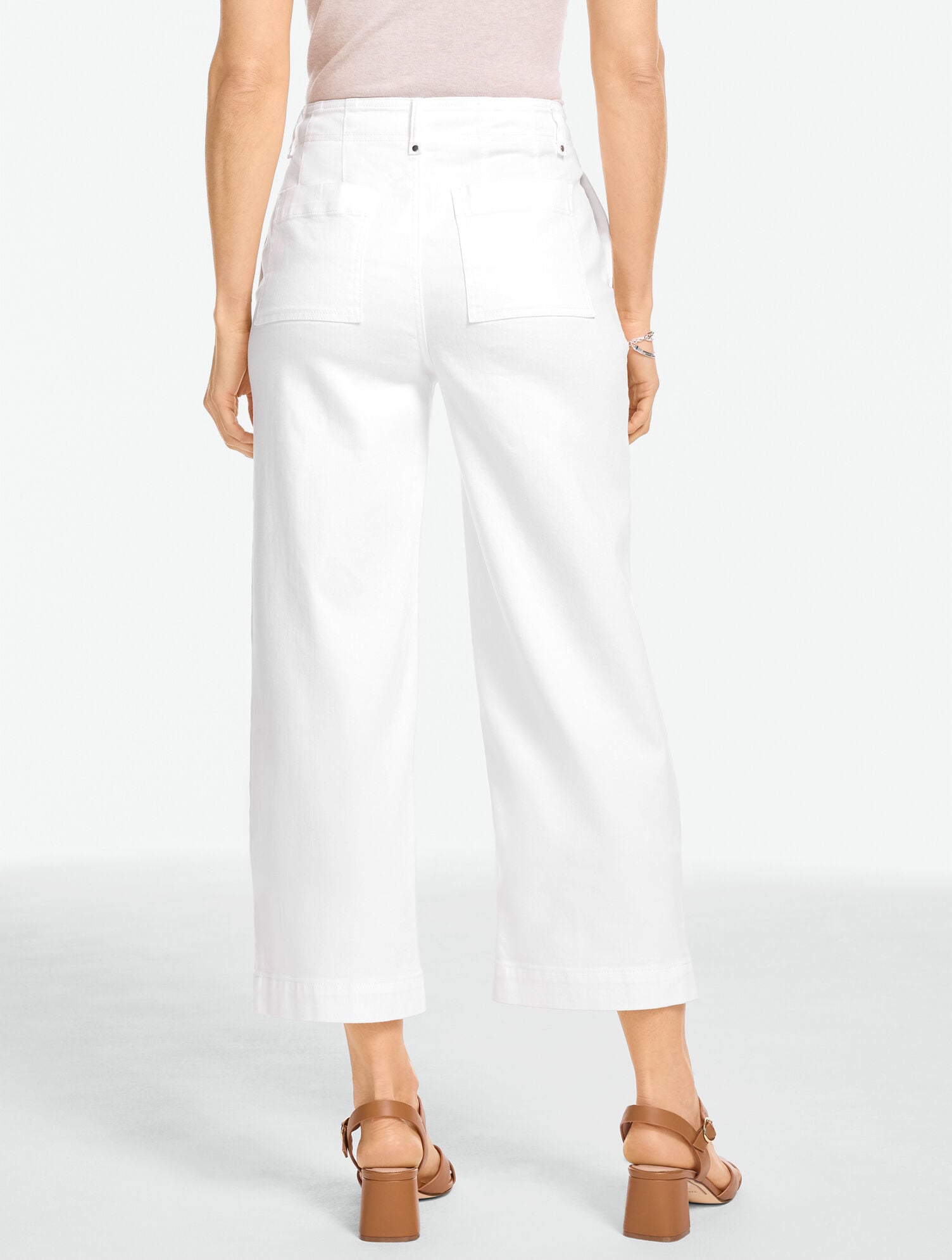Wide Crop High Waist Lightweight Jeans - Pintuck