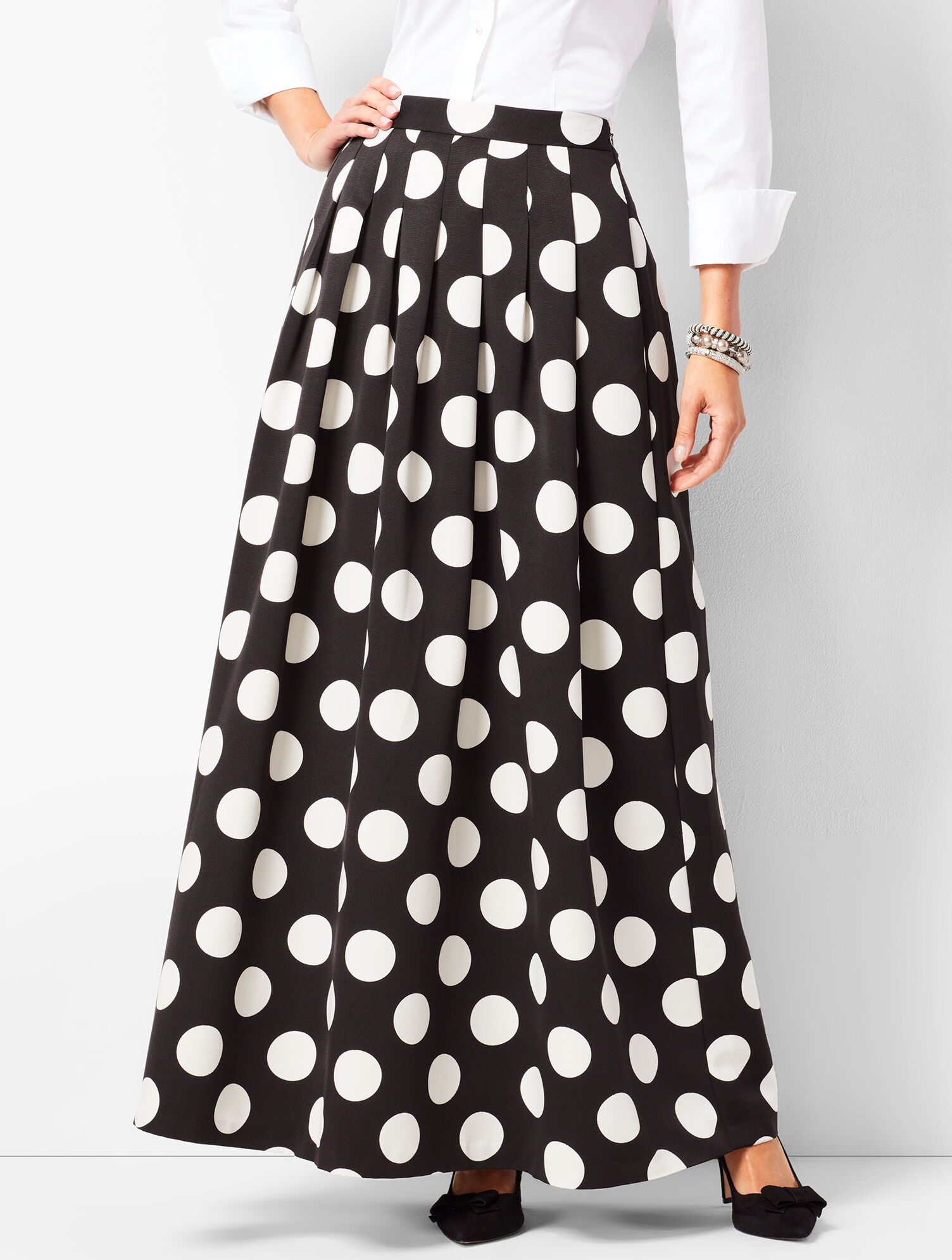 Pleated Dot Maxi Skirt | Talbots
