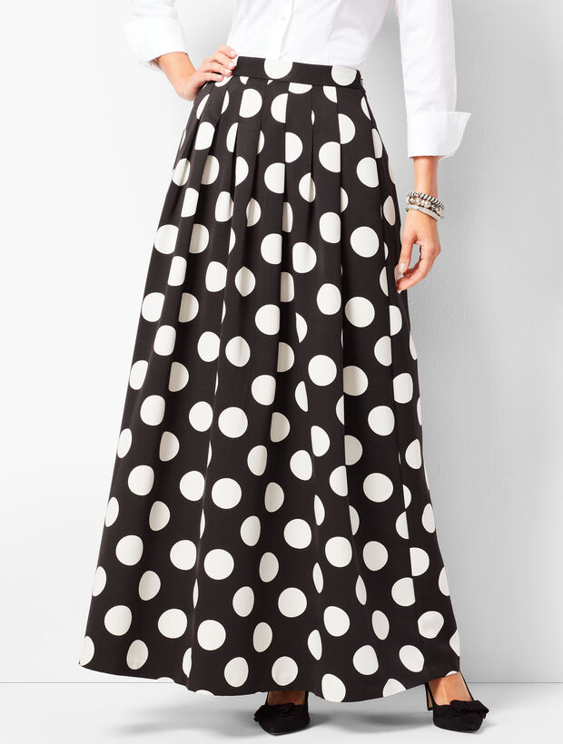 Pleated Dot Maxi Skirt 