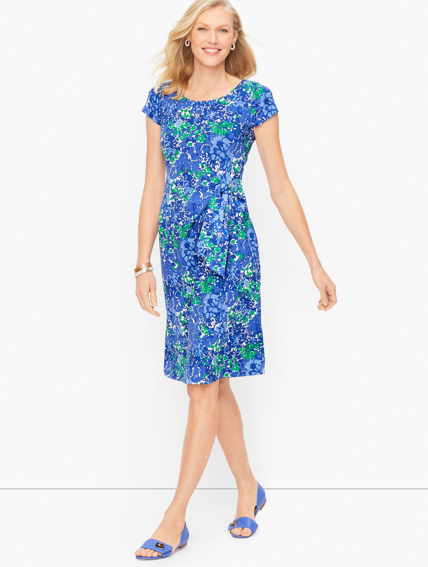 Jersey Tie Front Sheath Dress-Spring Garden | Talbots