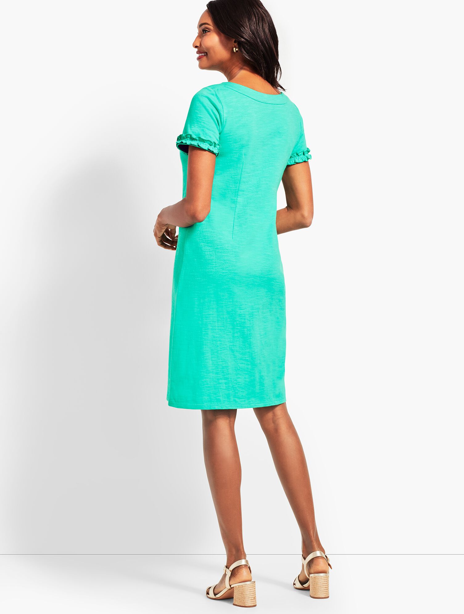 Ruffle-Sleeve Slub Jersey Shift Dress | Talbots Ruffle-Sleeve Slub Jersey Shift Dress | Talbots