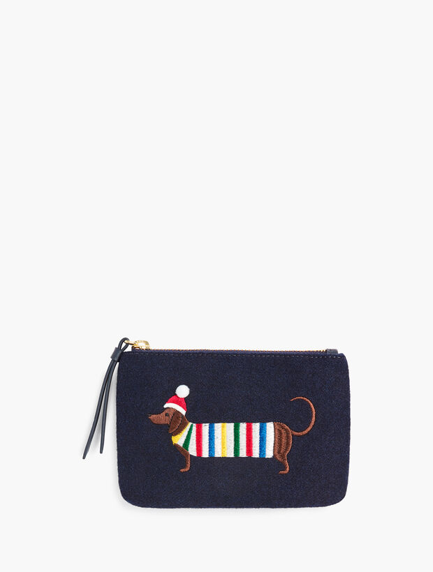Embroidered Dachshund Zip Top Pouch