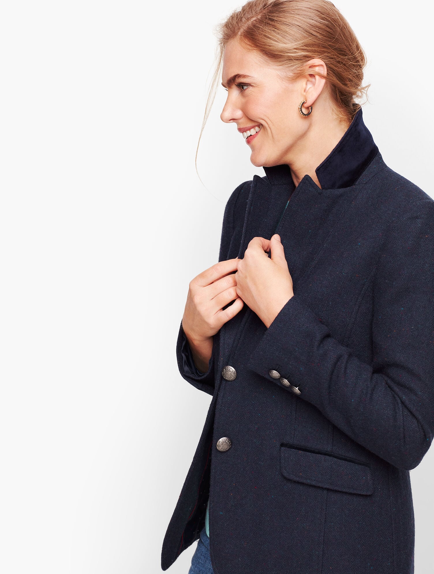 Shetland Wool Blazer - Navy | Talbots display picture 1