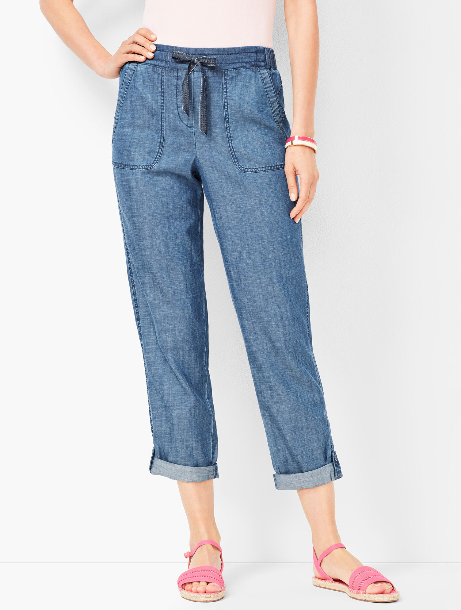 Drawstring Cuffed Pants Tencel(TM) Talbots