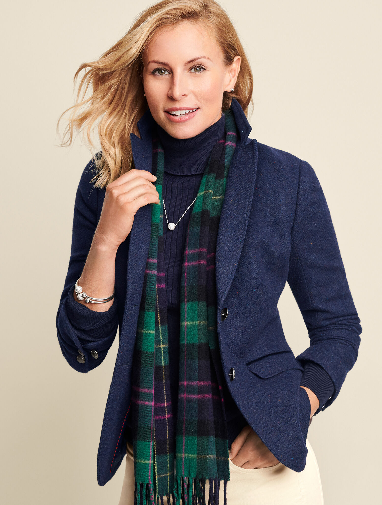Shetland Wool Blazer - Navy | Talbots display picture 1