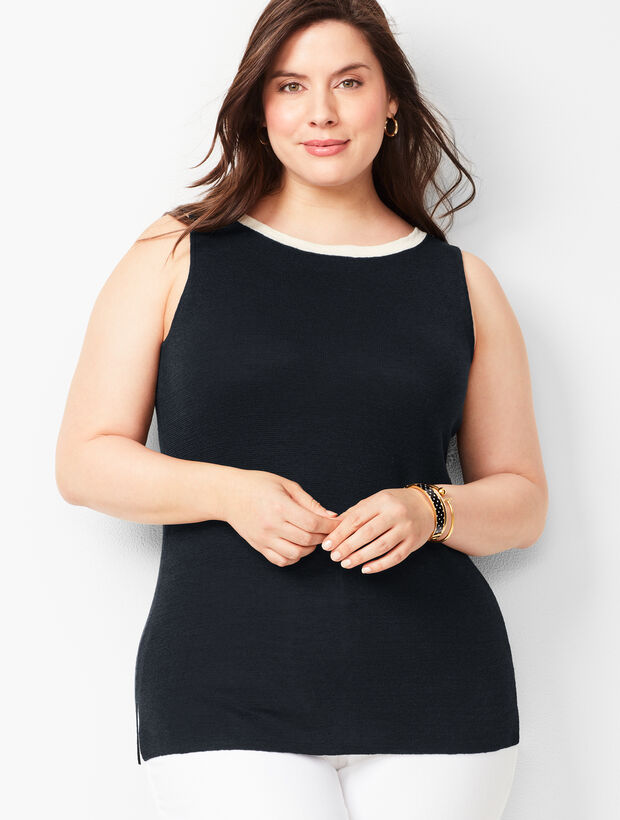 Plus-Size Tipped Linen Shell
