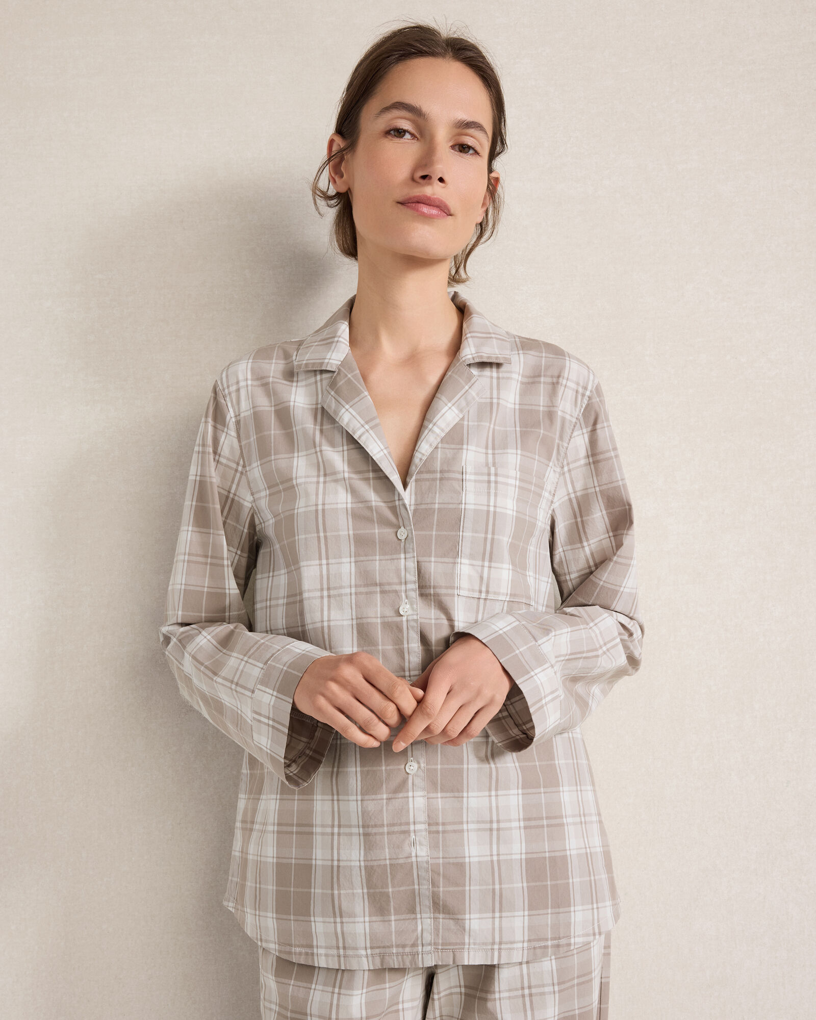 Organic Cotton Poplin Classic Plaid Pajama Top