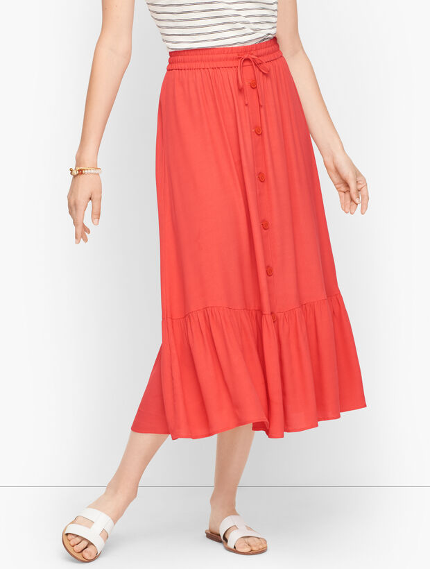 Button Front Midi Skirt