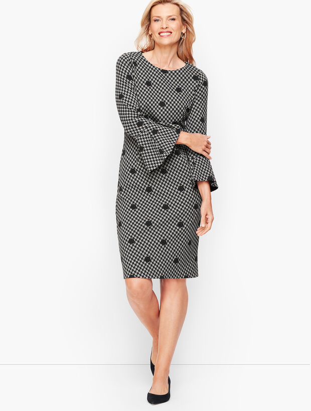 houndstooth fit and flare dress Houndstooth Fit Flare Mini Dress Black / S