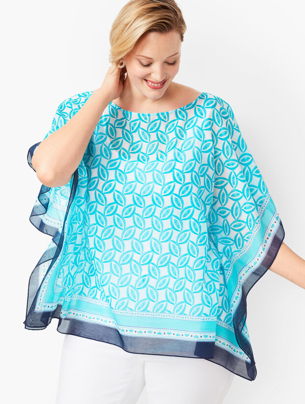 Plus Size Portofino Poncho - Geo Print