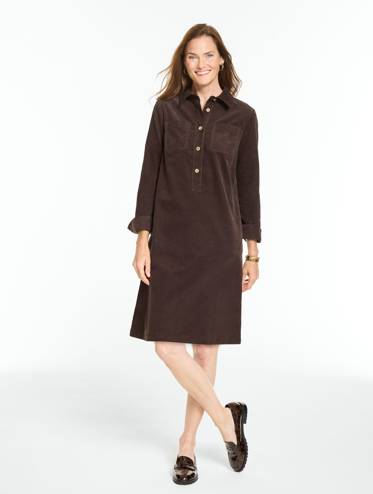 Corduroy A-Line Shirtdress