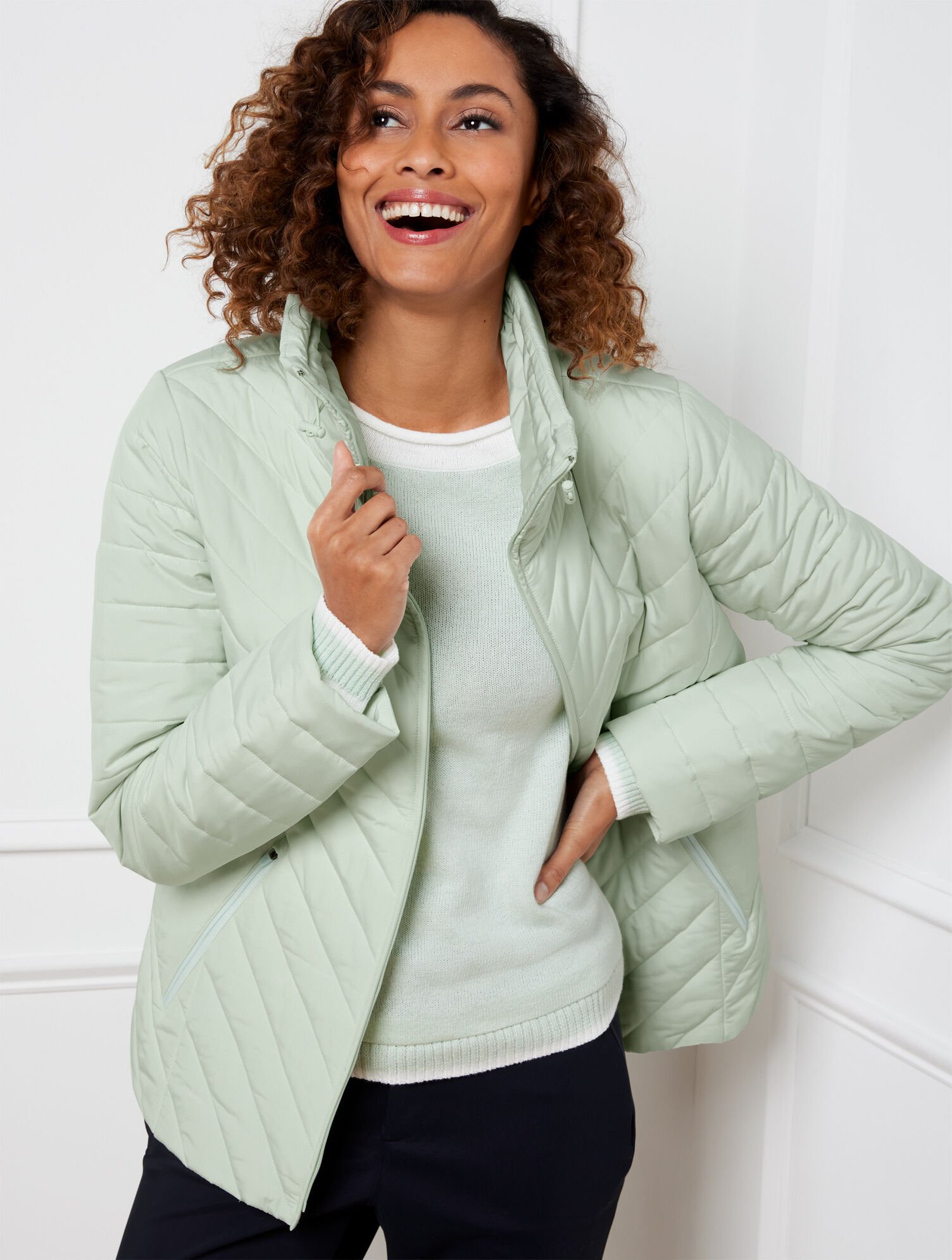 Chevron Quilted Packable Jacket Talbots
