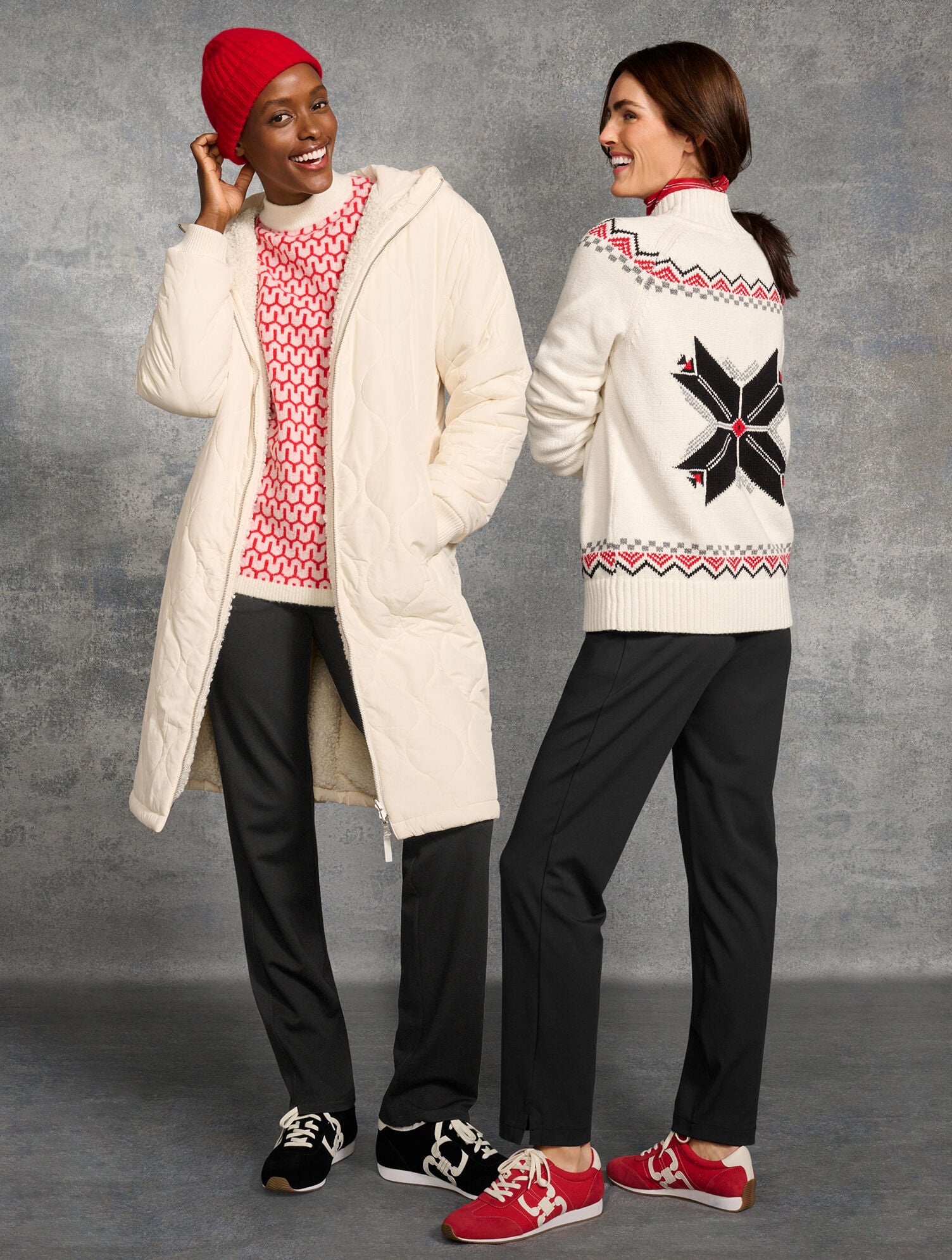 Snowflake Full-Zip Mockneck Sweater | Talbots