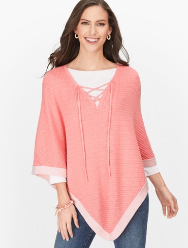 Lace-Up Poncho - Tipped