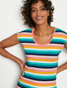 Supersoft Jersey Cross Back Tee - Snazzy Stripe