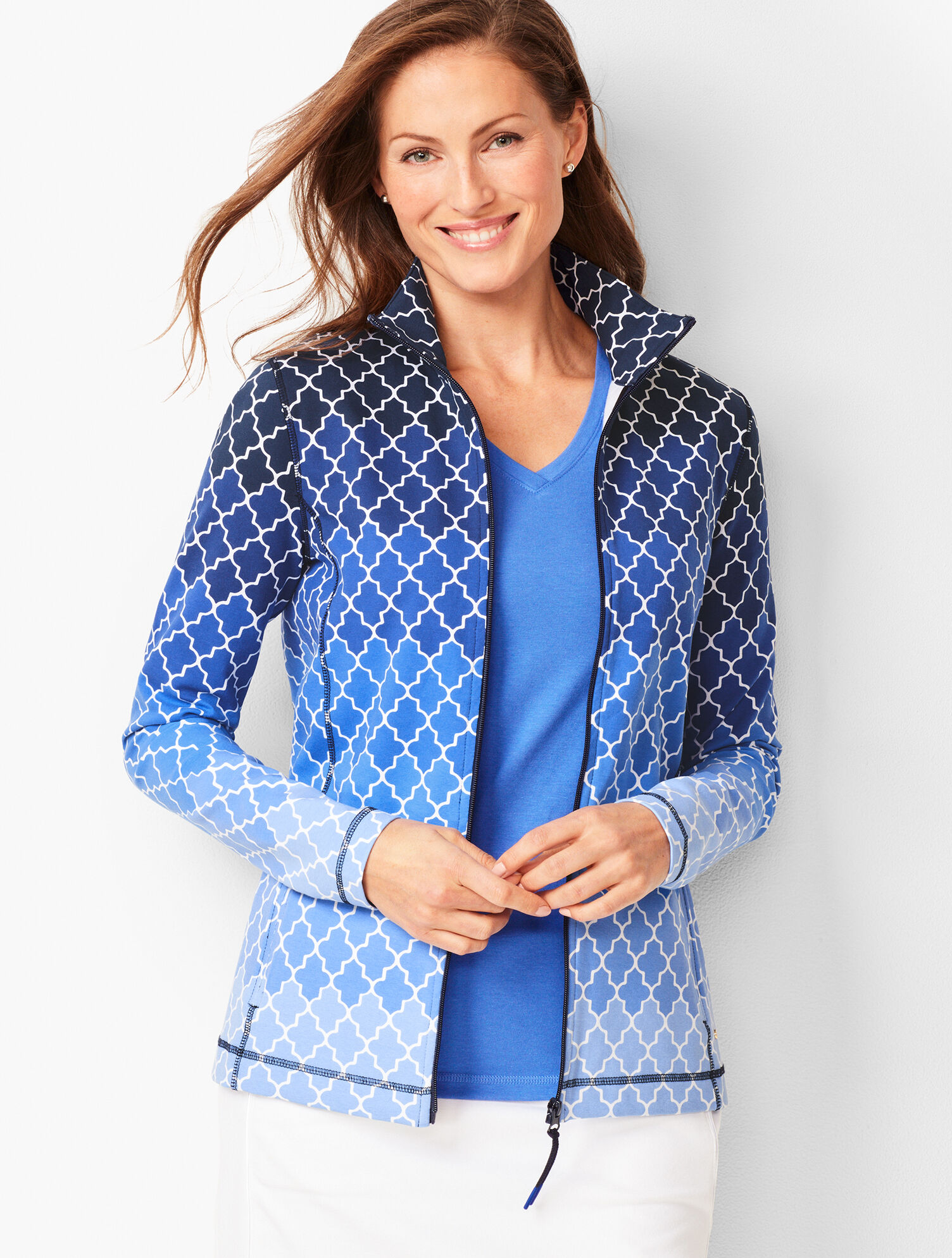 Everyday Yoga Jacket Ombré Geo-Print Talbots
