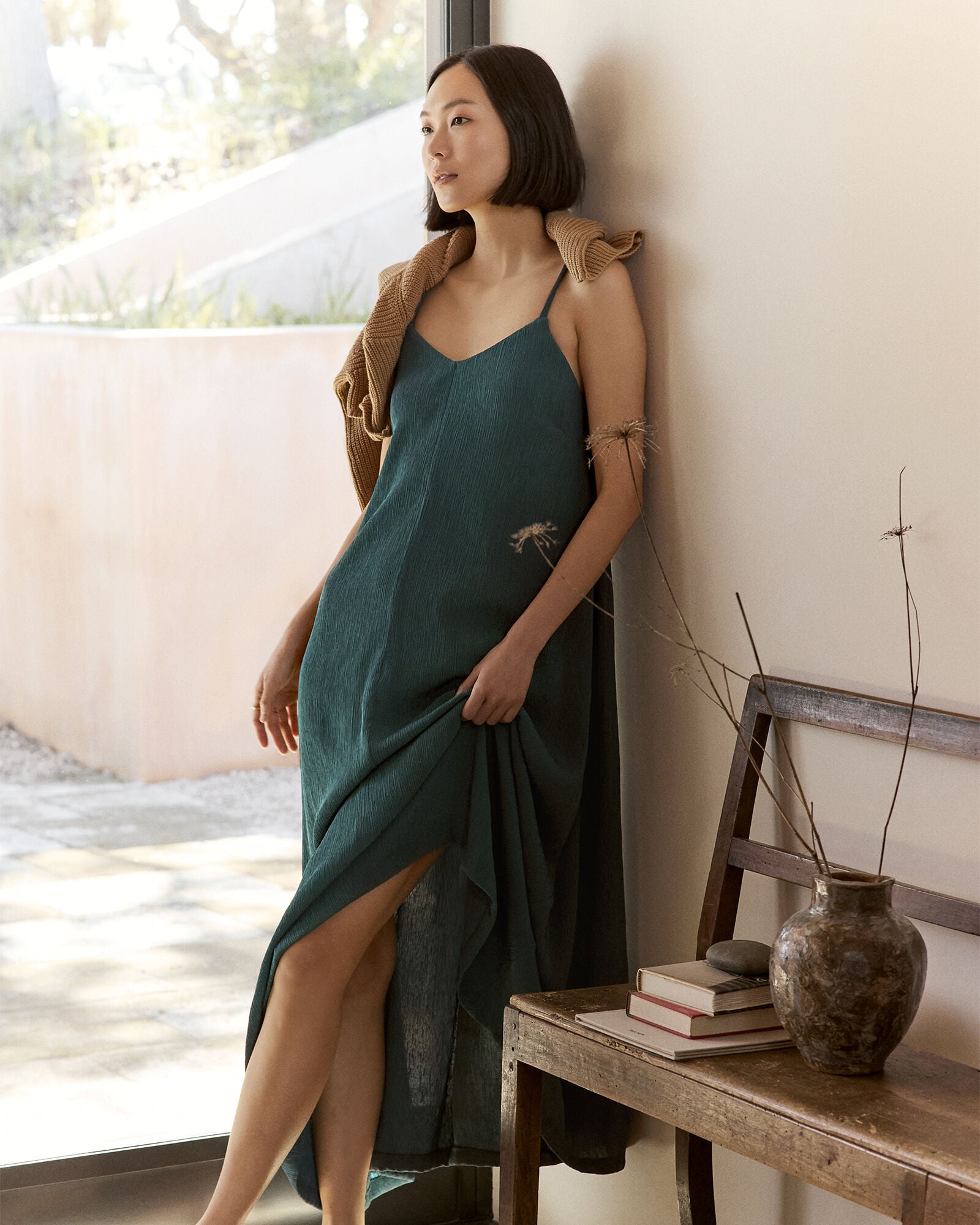 knee length dresses for ladies MINKPINK Aurora Strappy Midi Dress In Patchwork main image 1