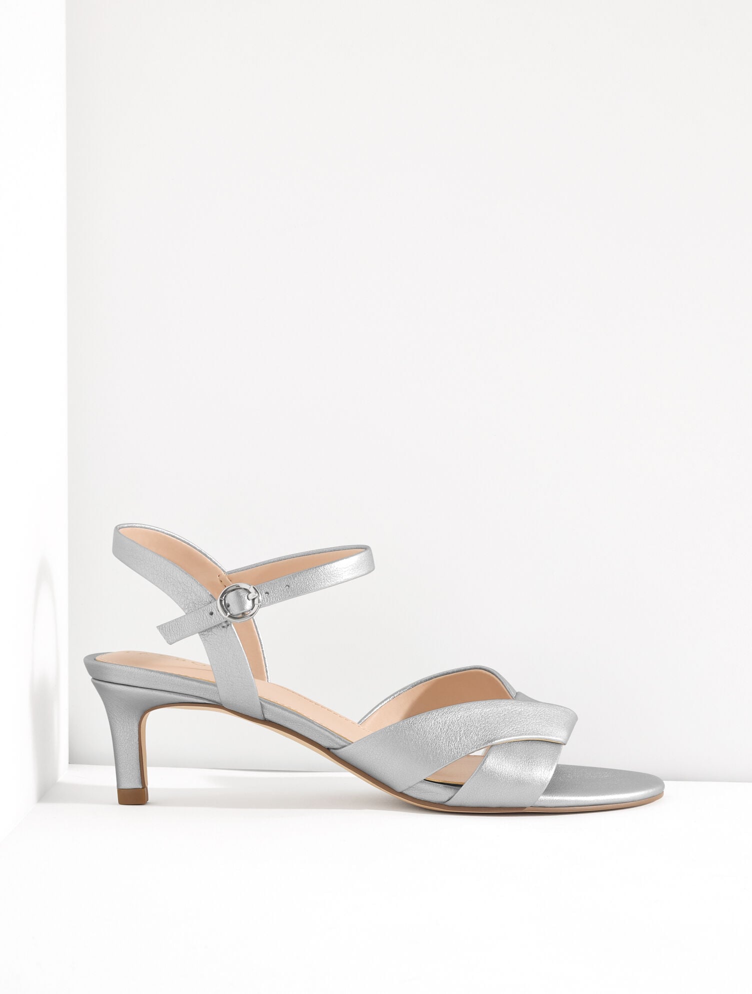 Talia Metallic Leather Kitten Heel Sandals