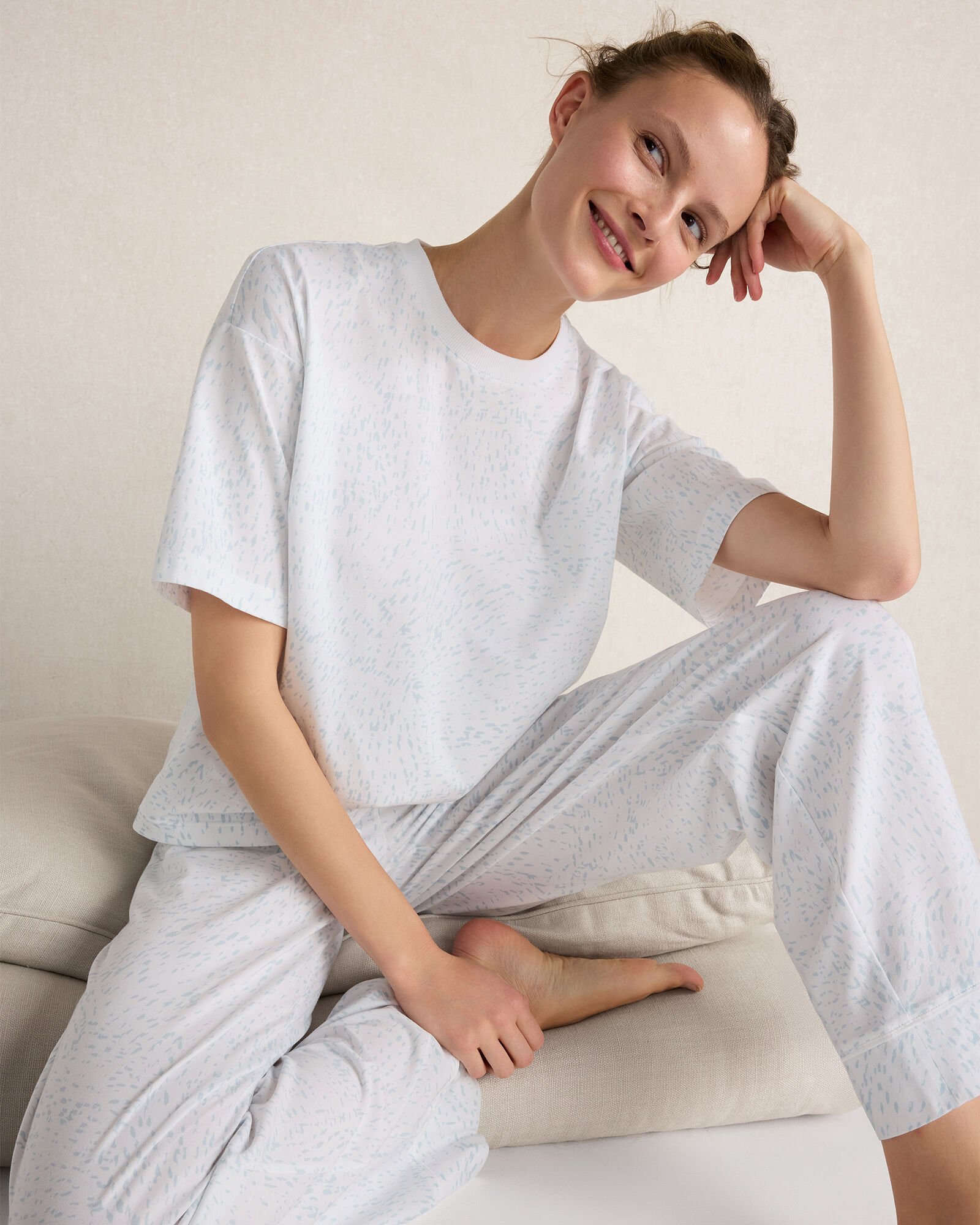 Organic Cotton Jersey Rippled Sand Pajama Tee