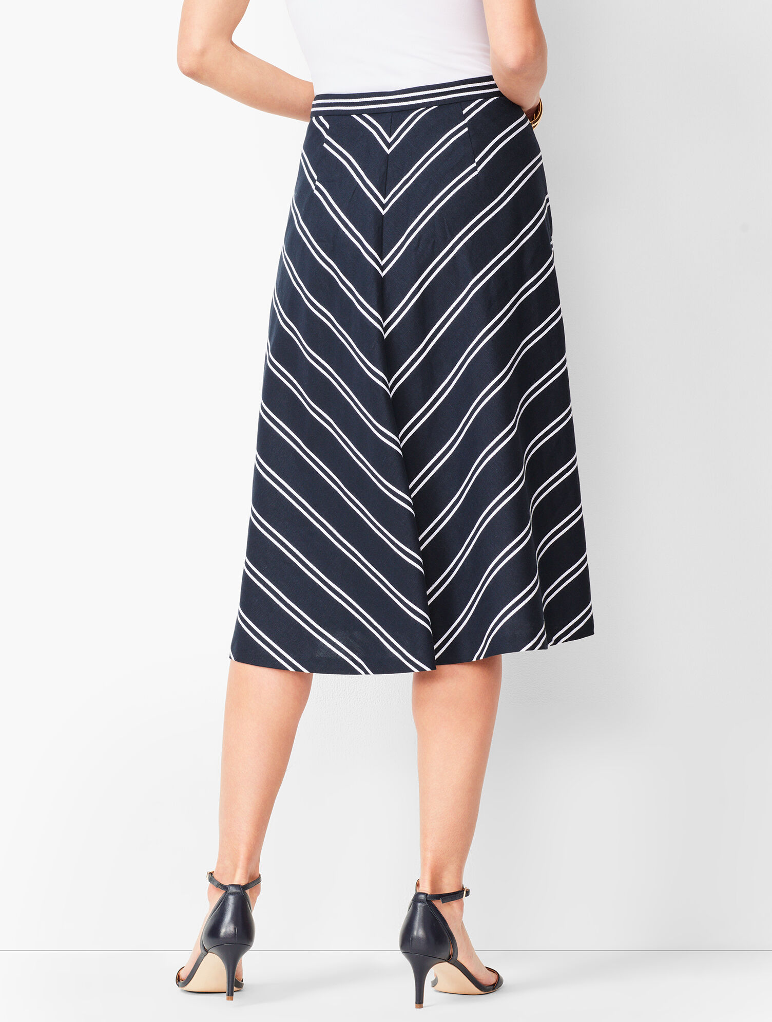 Dobby-Weave Stripe Midi Skirt | Talbots