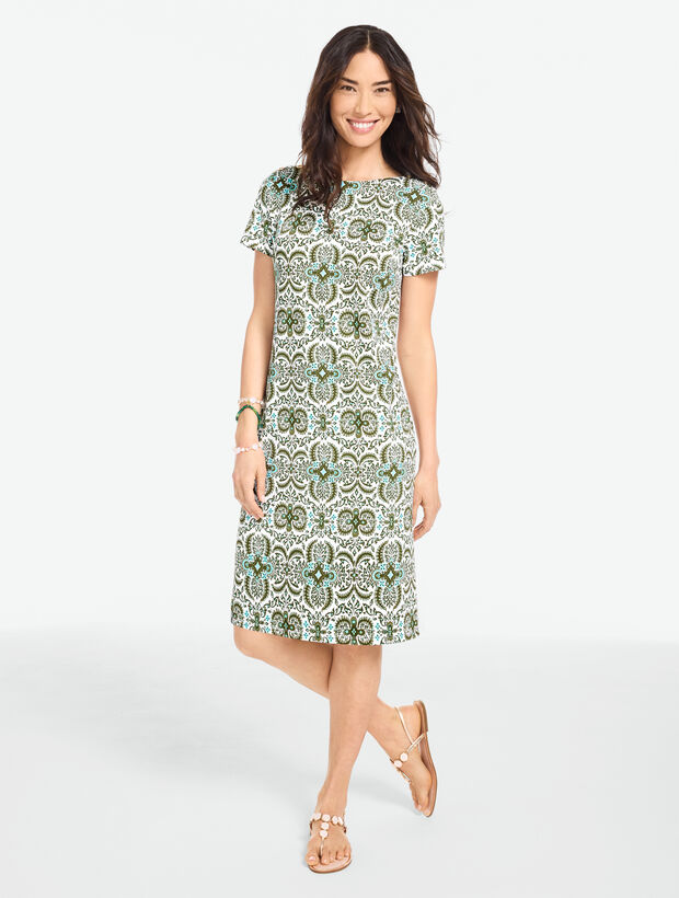 Effortless Jersey Shift Dress - Royal Medallion