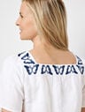 Butterfly Embroidered Linen Cotton Square Neck Top