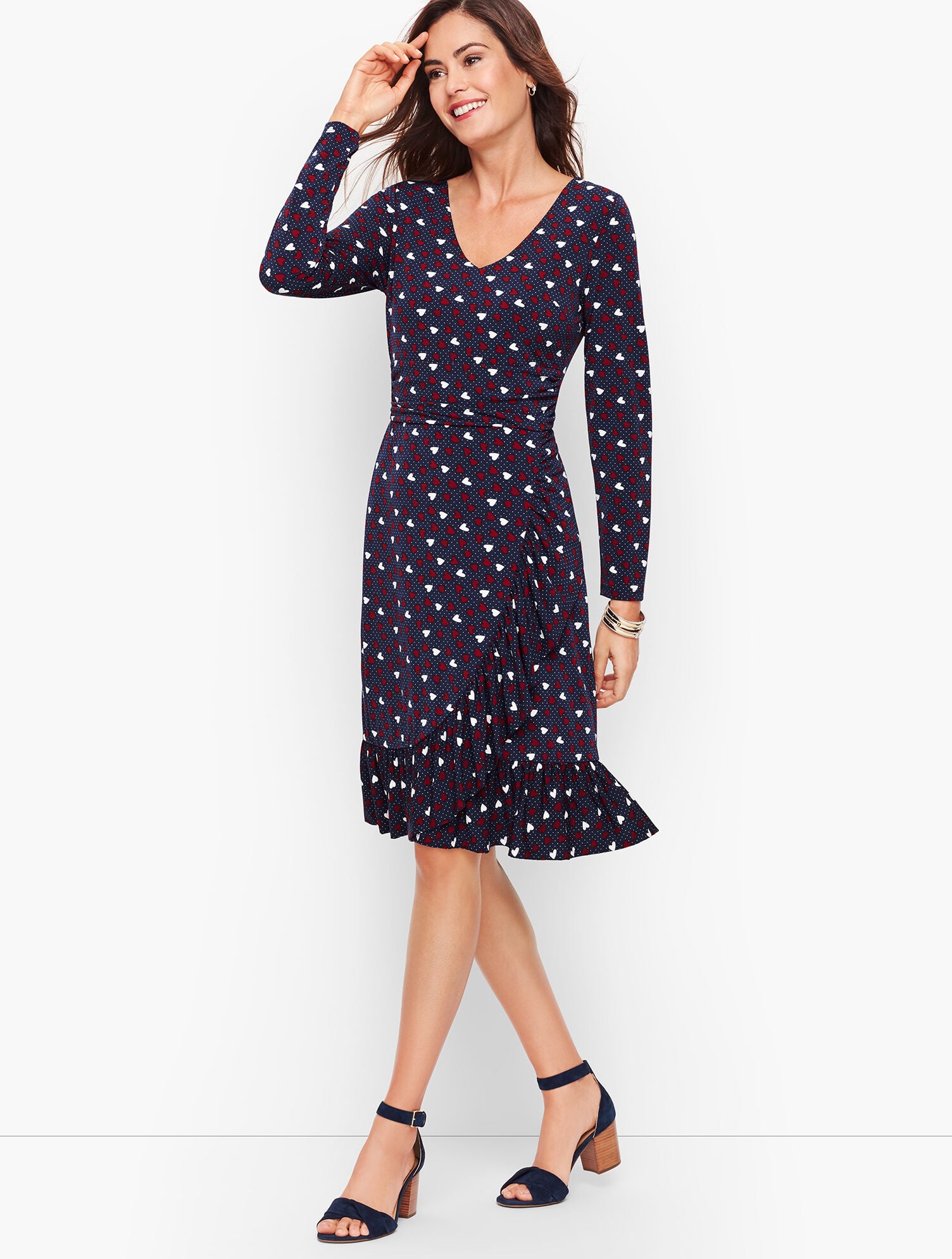 Heart Print A-Line Jersey Sheath Dress | Talbots