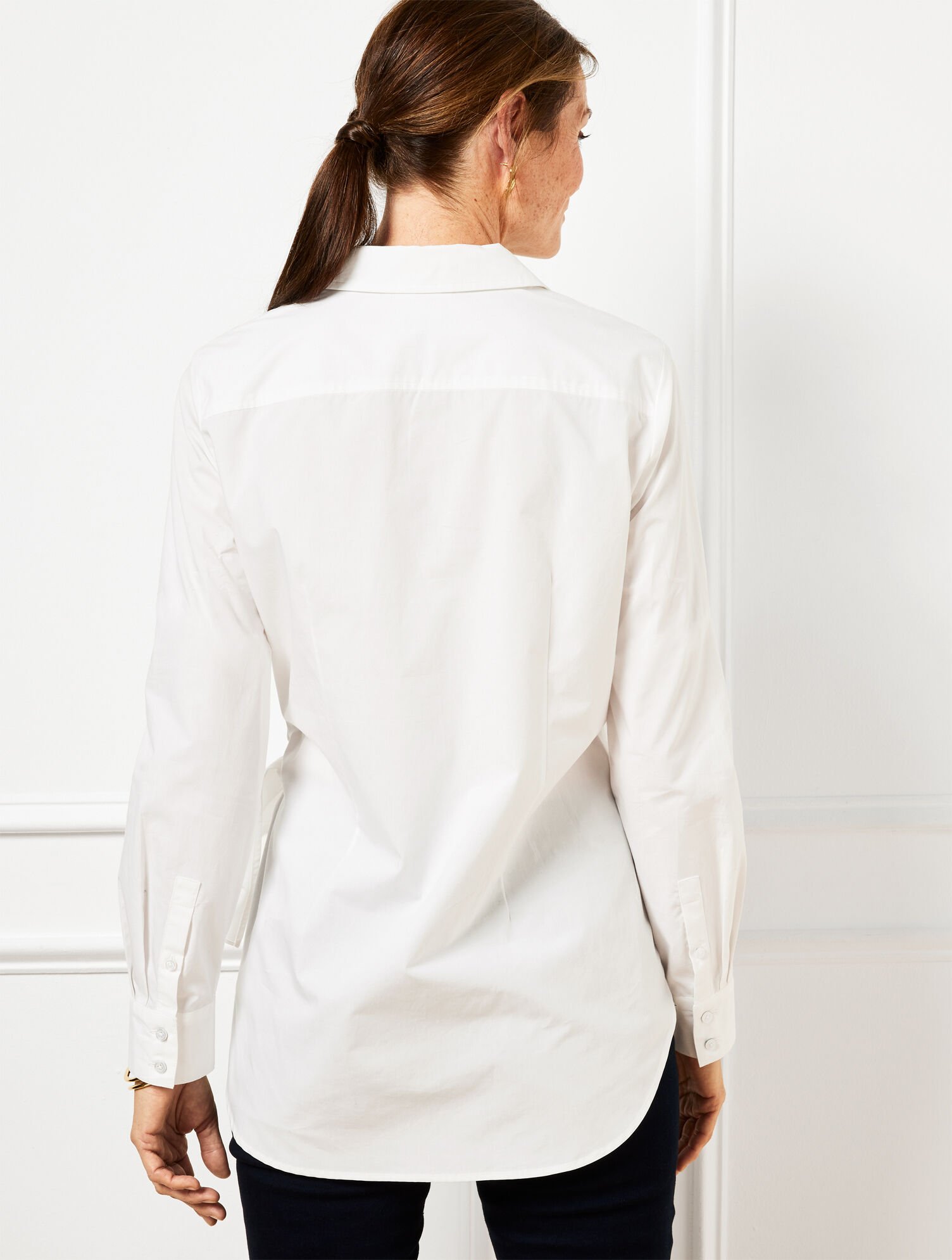 Tie Front Draped Poplin Shirt | Talbots