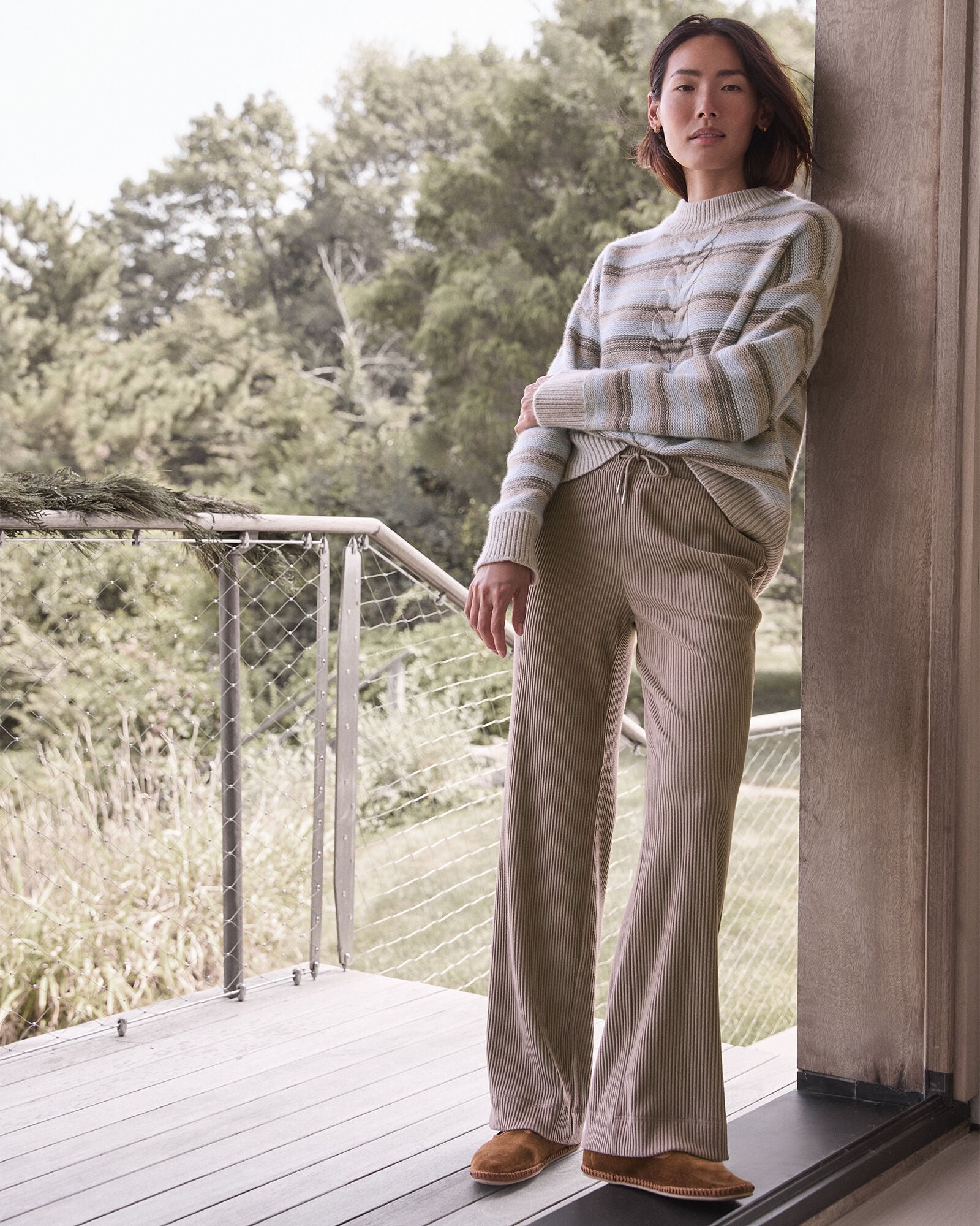 Ottoman Rib Straight Leg Pants