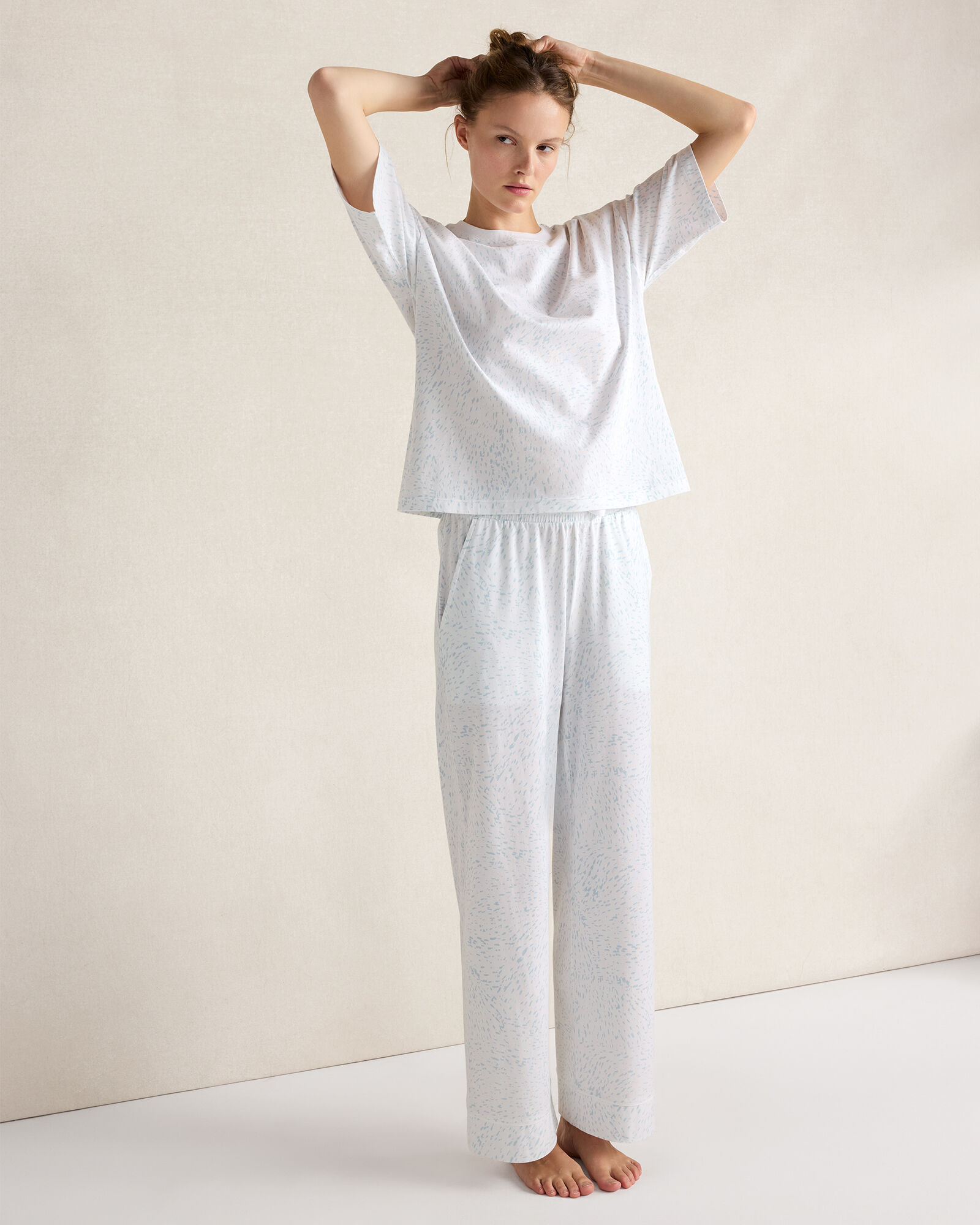 Organic Cotton Jersey Rippled Sand Pajama Pants