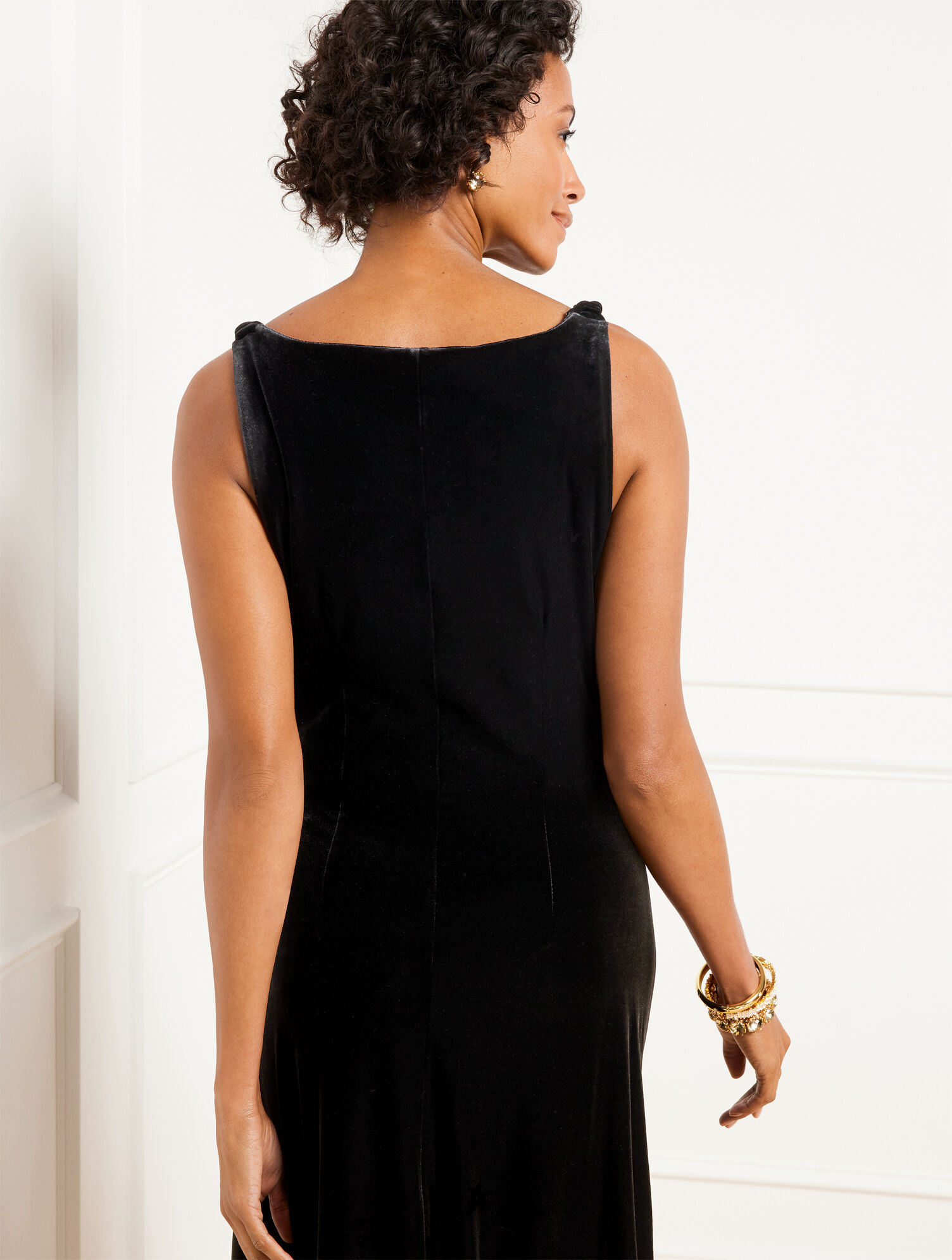 Velvet Draped Midi Dress | Talbots Velvet Draped Midi Dress | Talbots
