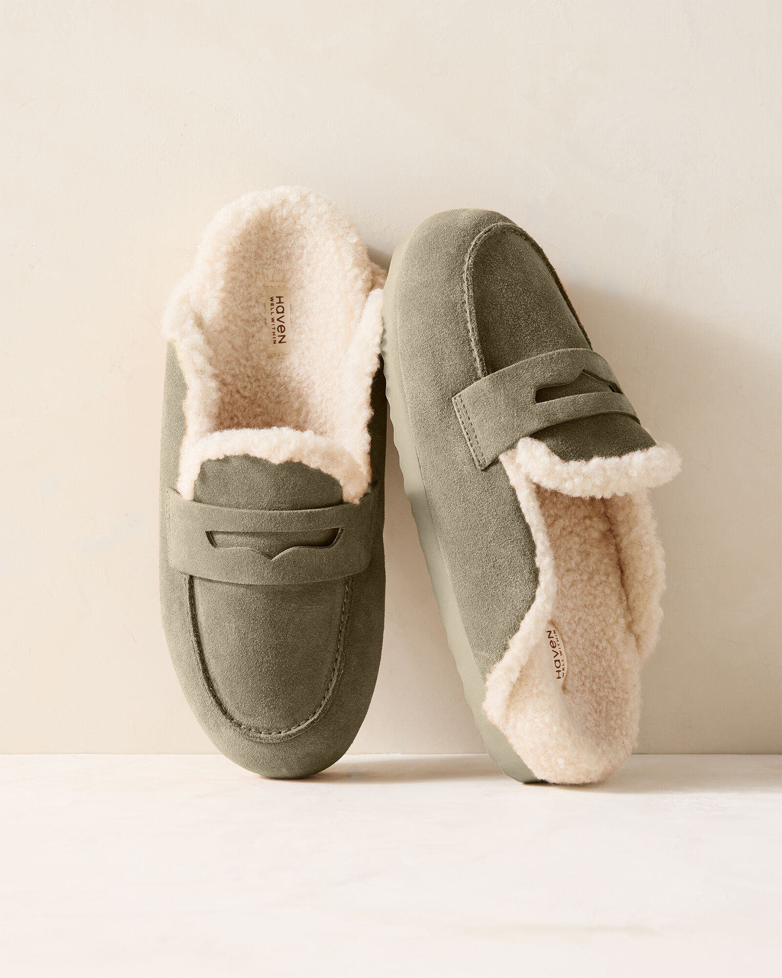 Suede and Sherpa Moccasin Clogs