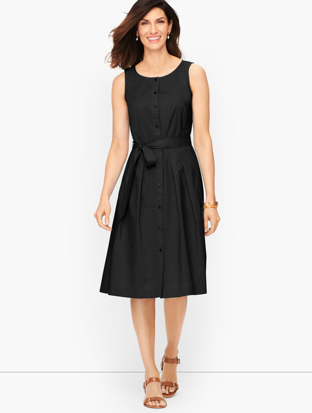 Silky Simple Poplin Fit & Flare Dress | Talbots
