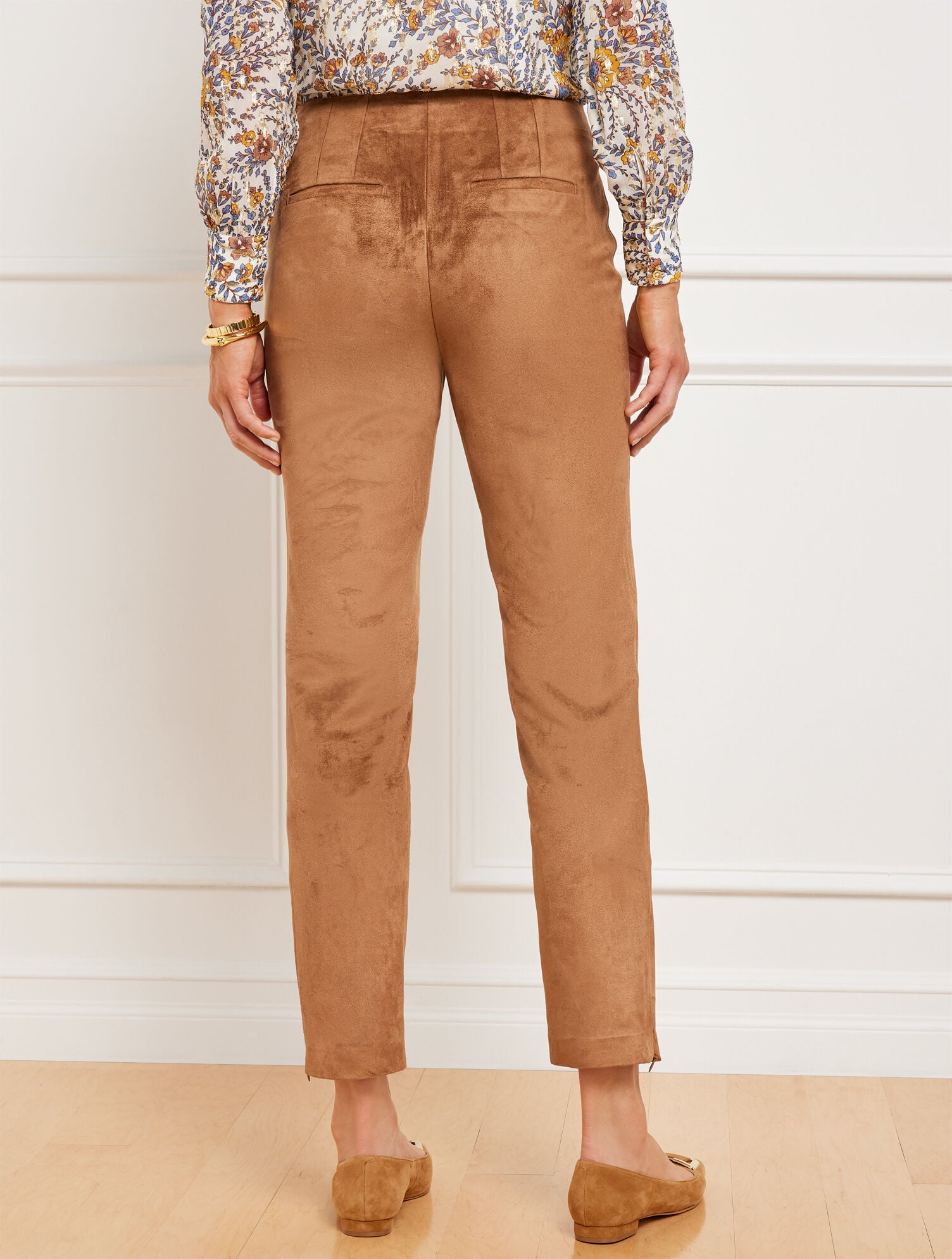 Yelete Textured Faux Sude Tan Pants main image 1