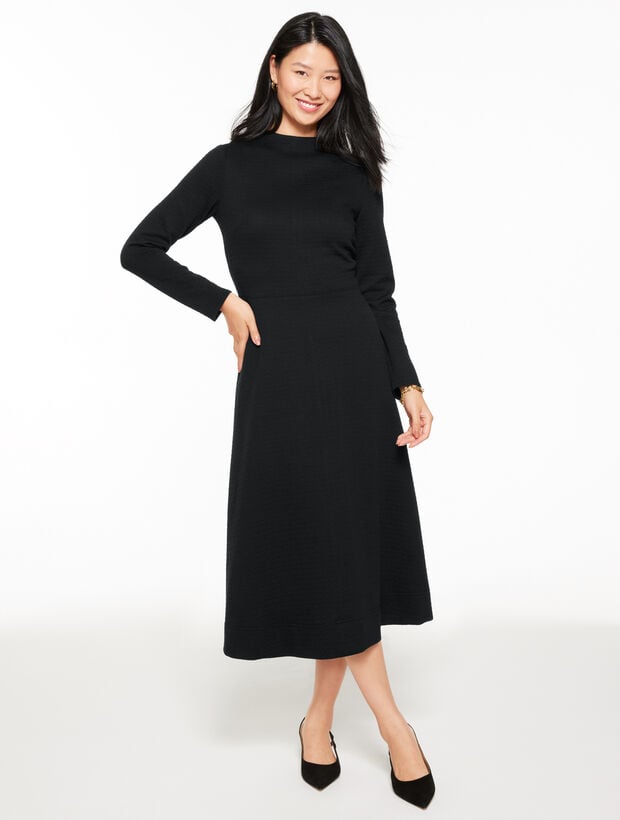 slim fit dress slacks Zip Front Fit and Flare Black Work Dress