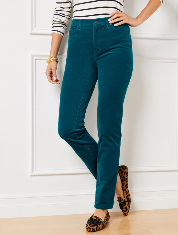 Stretch Corduroy Straight Leg Pants - Curvy Fit