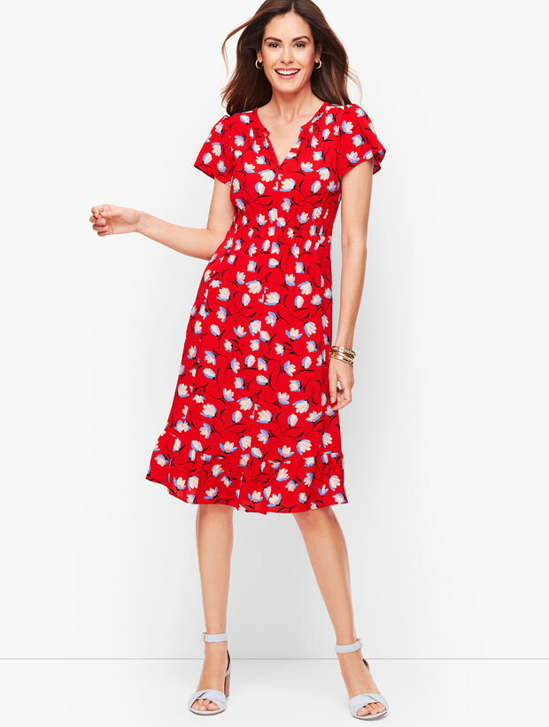 Flounce Hem Dress - Floral
