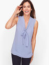 Sleeveless Tie Front Top - Dots 
