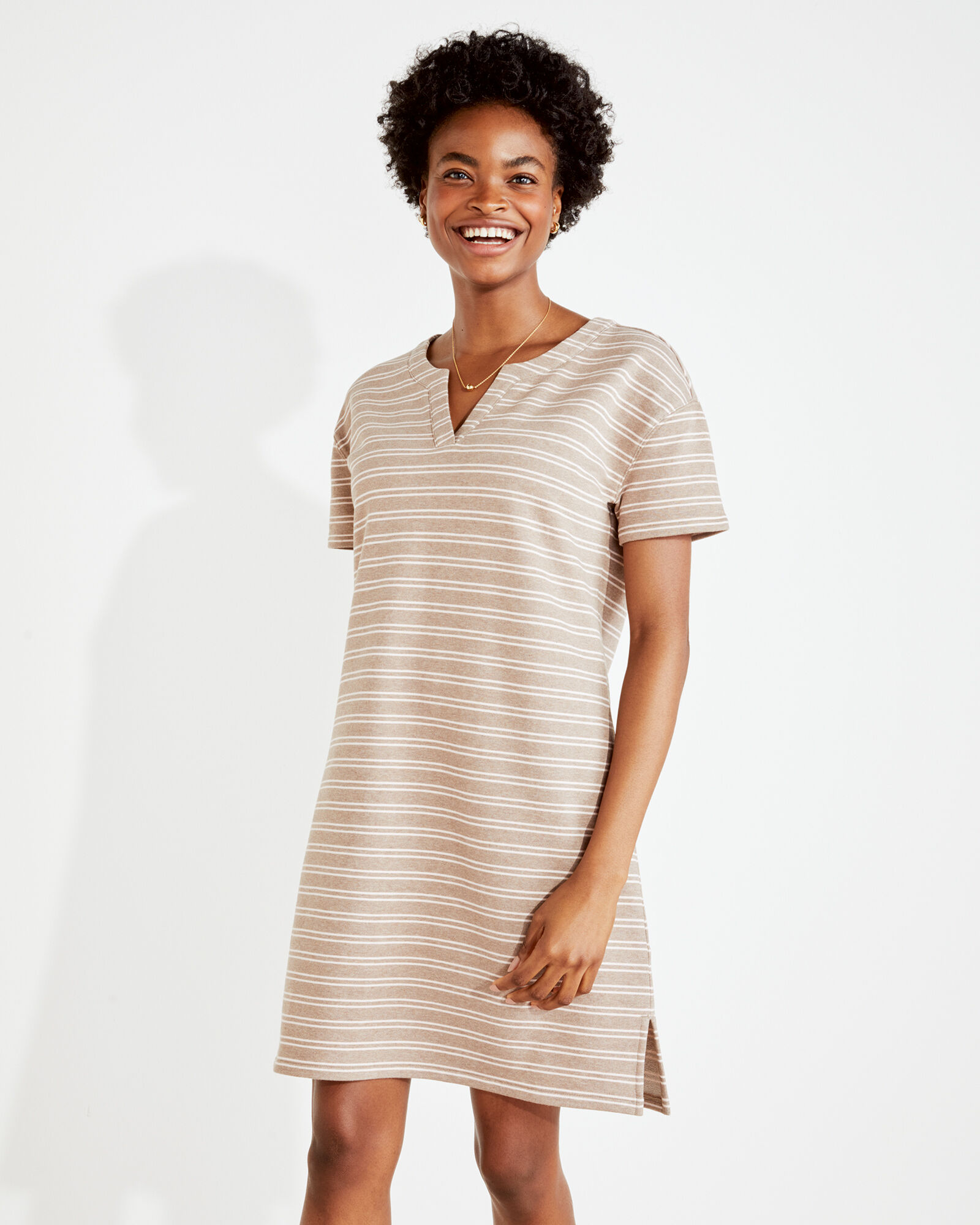 Organic Cotton French Terry Split-Neck Dress Haven Well Within