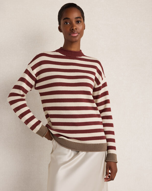 Talbots Organic Cotton Heritage Striped Roll Neck Sweater