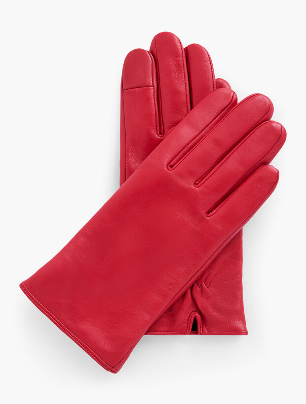 Tipped Trim Leather Gloves Talbots