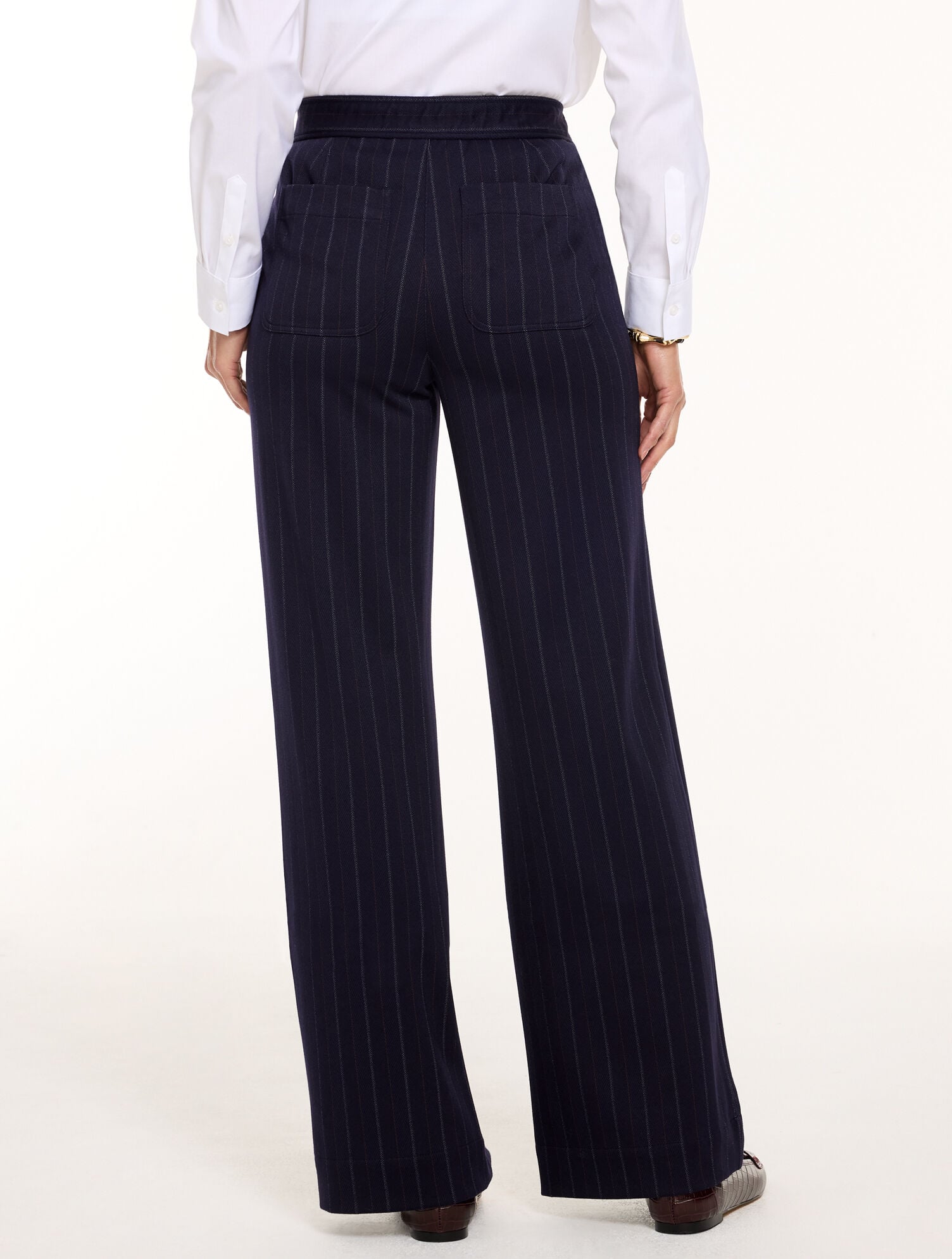 Polished Ponte Wide Leg Pants - Pinstripe - thumbnail 3