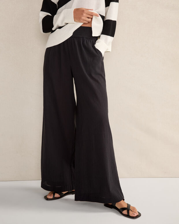 Organic Cotton Crinkle Gauze Wide Leg Pants