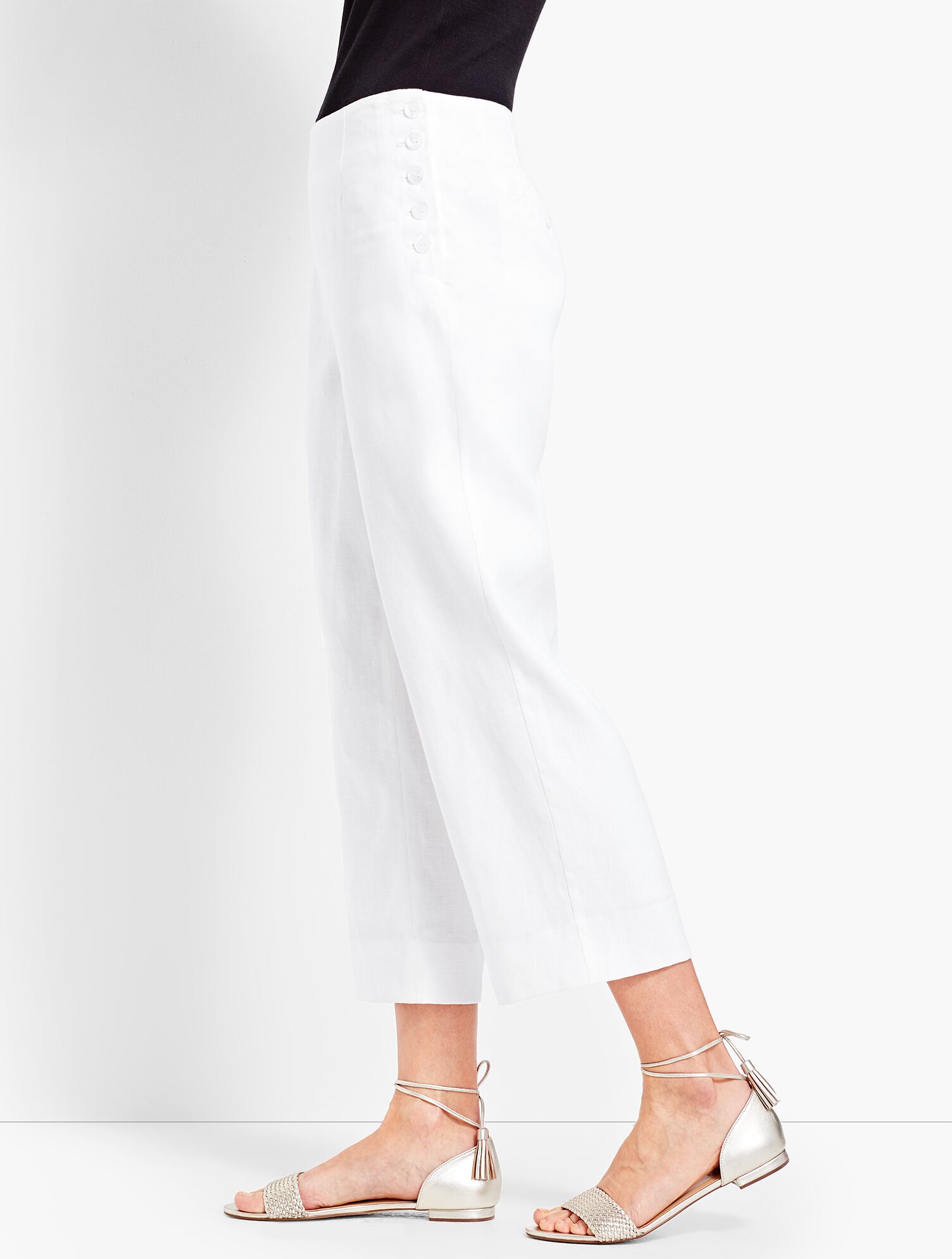 Talbots Linen Chelsea Straight-Leg Crop - Lined