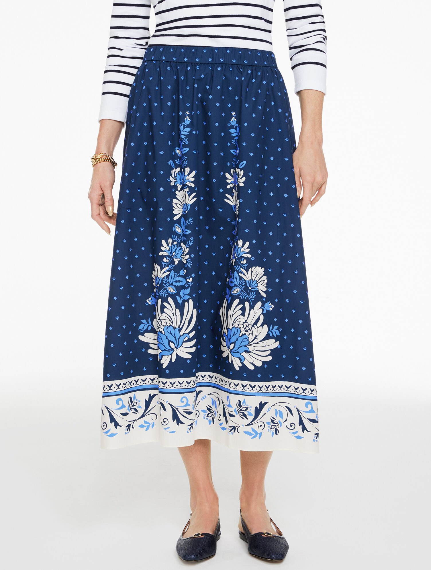 Modern Poplin Fit & Flare Skirt - Foulard Floral